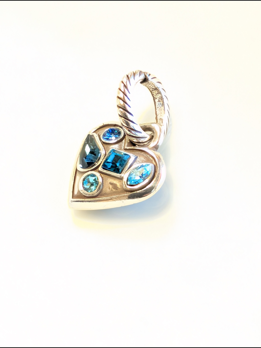 Brighton Heart Charm Pendant with Blue Gemstones